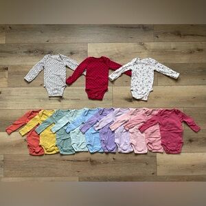 Girls 0-3 Month Long Sleeve Onesies